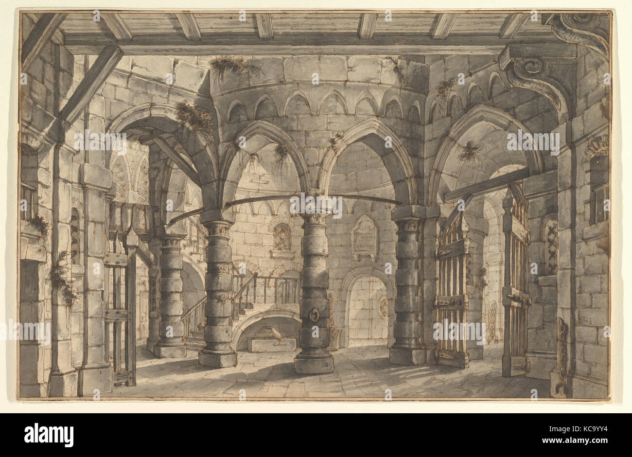 Conception pour une mise en scène, Giovanni Maria Quaglio I, 1700-1765 Banque D'Images