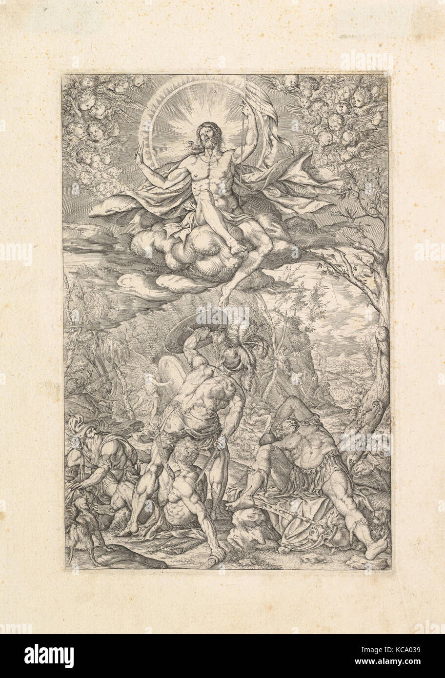 La Résurrection, 1577, gravure, feuille : 7 7/16 x 4 15/16 in. (18,9 x 12,5 cm), Impressions, Melchior Meier (allemand, actif en Italie Banque D'Images