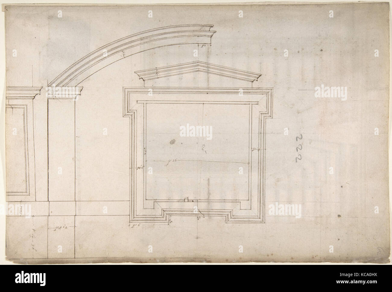 Saint Pierre, abside, fenêtre, élévation (recto) non identifié, portail, élévation (verso), cercle d'Etienne DuPérac Banque D'Images