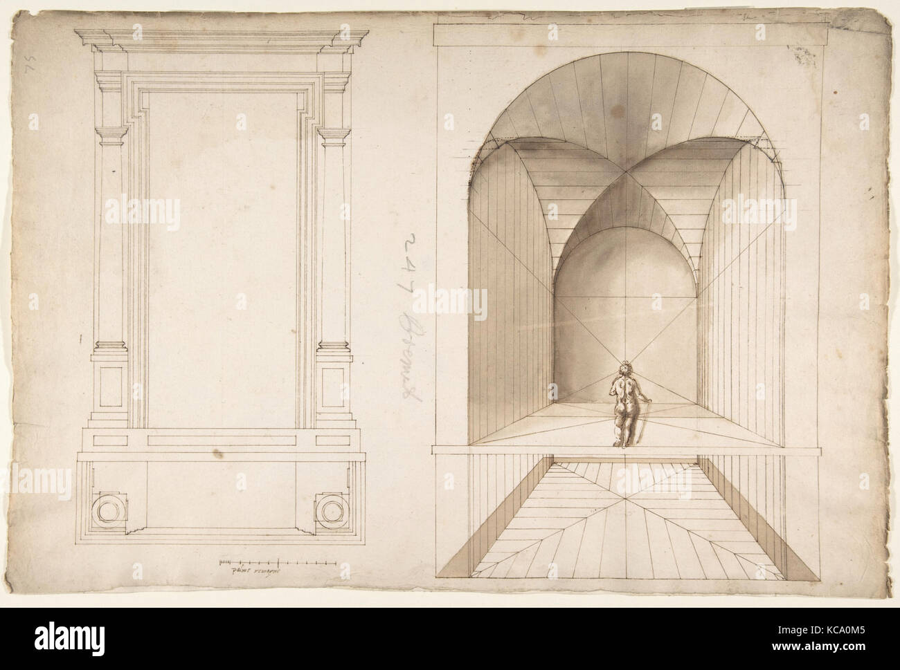 Portail, inconnu ou de niche, plan et l'élévation ; Etude prospective, de l'intérieur, carré avec contre-vault Banque D'Images