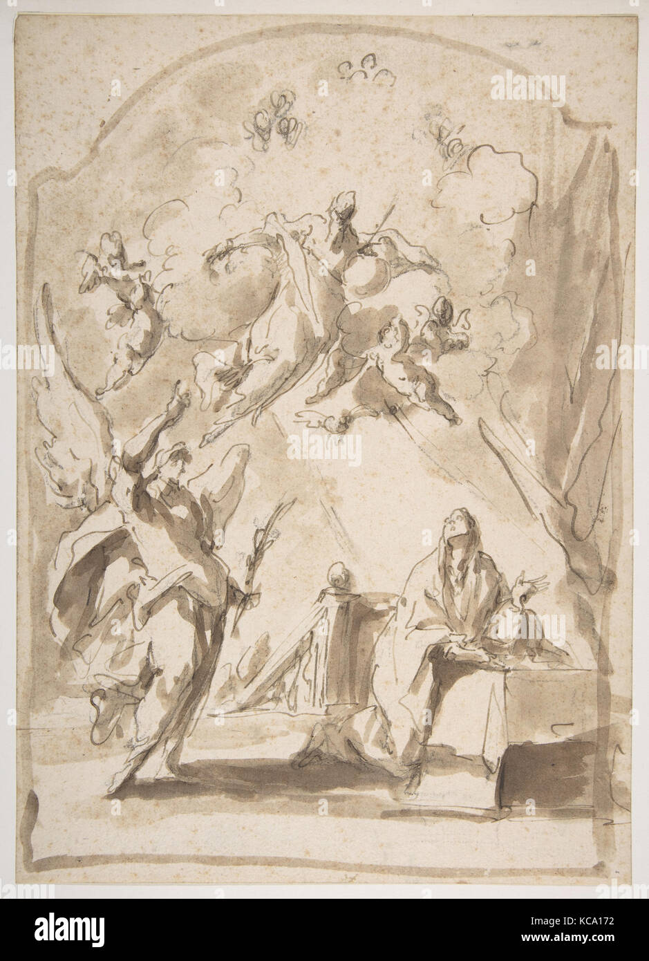 L'Annonciation, attribué à Giovanni Antonio Pellegrini, 1675-1741 Banque D'Images