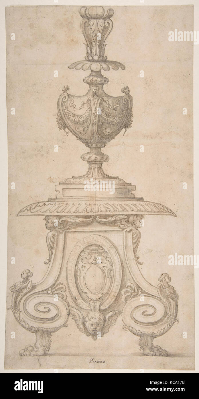 Conception pour chandelier ou d'un Crucifix, cercle de Perino del Vaga, ca. 1540-47 Banque D'Images