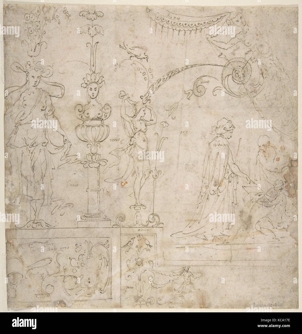 Conception pour une décoration murale grotesques, Perino del Vaga, 1501-47 Banque D'Images