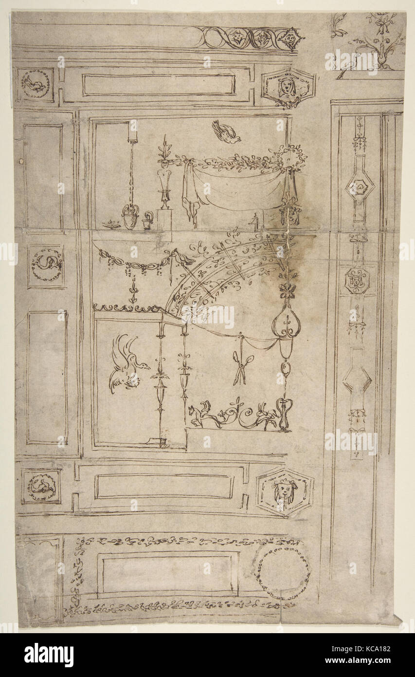 Design pour la décoration murale grotesques, attribué à Perino del Vaga, au début du 16e siècle Banque D'Images