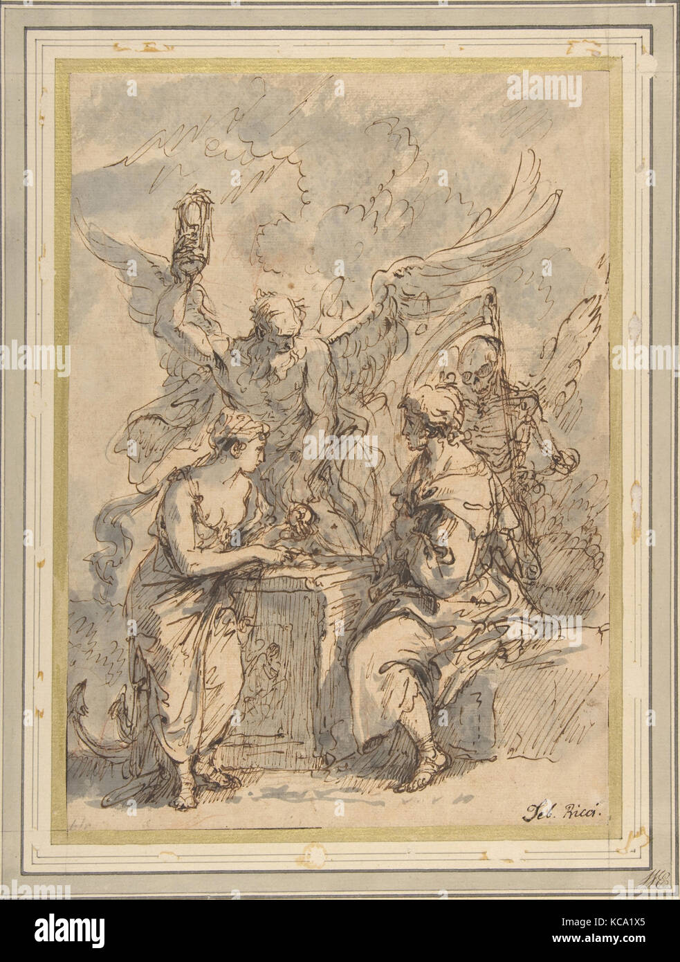 Allégorie avec les chiffres de l'espoir, le temps et la mort, Sebastiano Ricci, 1659-1734 Banque D'Images
