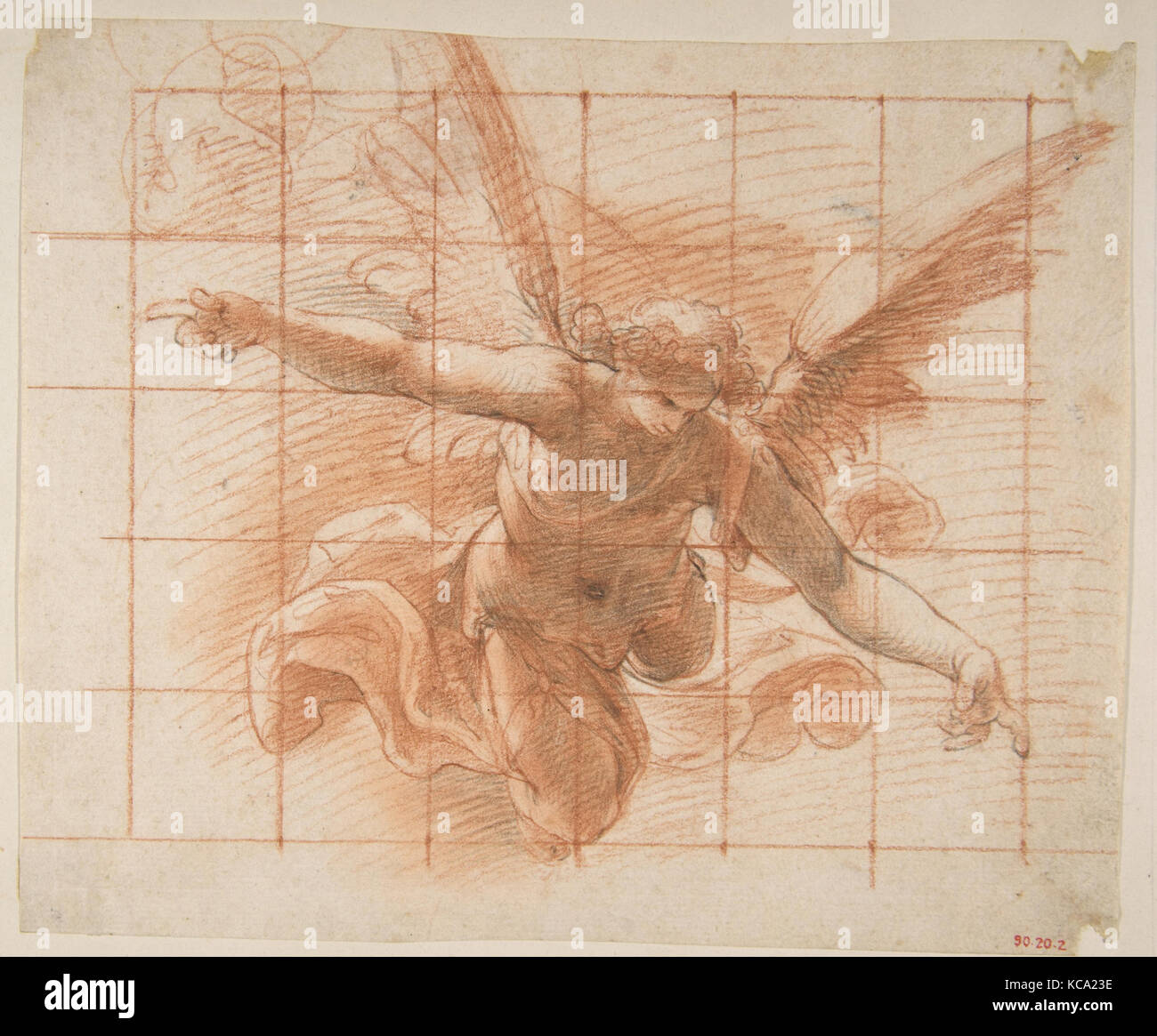 Flying Angel, 1553-1626, rouge et certains craie noire. Squared en craie rouge, 6 15/16 x 8 1/2 in. (17.6 x 21.7cm), Dessins Banque D'Images
