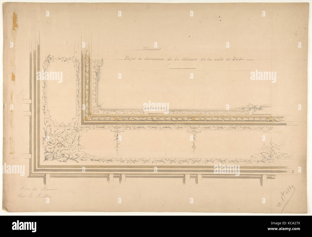 Design pour la décoration de plafond dans la résidence du Duc de Massa sur la rue la Boétie, Paris, Jules-Edmond-Charles Lachaise Banque D'Images