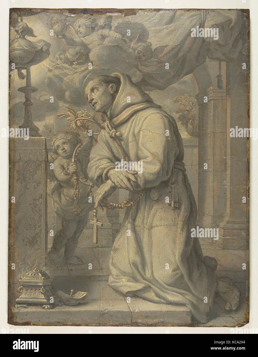 Saint Paschal Baylon adorant le Saint Sacrement, Claude François, 17e siècle Banque D'Images