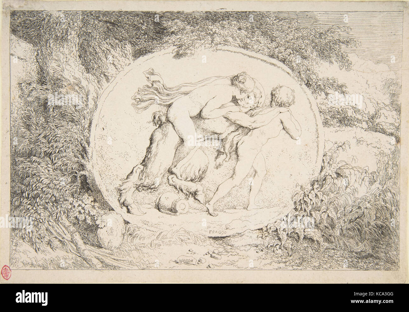 Une jeune fille à cheval sur une satyre, Jean Honoré Fragonard, n.d Banque D'Images
