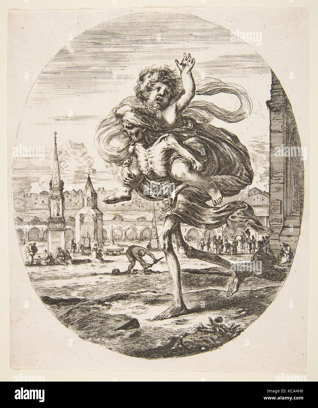 La mort portant un enfant, à partir de 'Les cinq décès' (Les cinq morts), ca. 1648 Banque D'Images