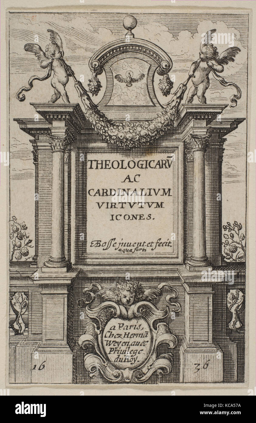 Frontispice à la Théologie et vertus cardinales, Abraham Bosse, 1636 Banque D'Images