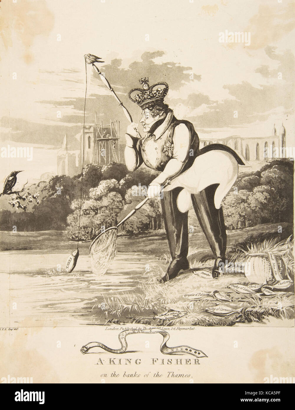 Une King Fisher sur les rives de la Tamise, Monogrammist JVS, 1827 Banque D'Images