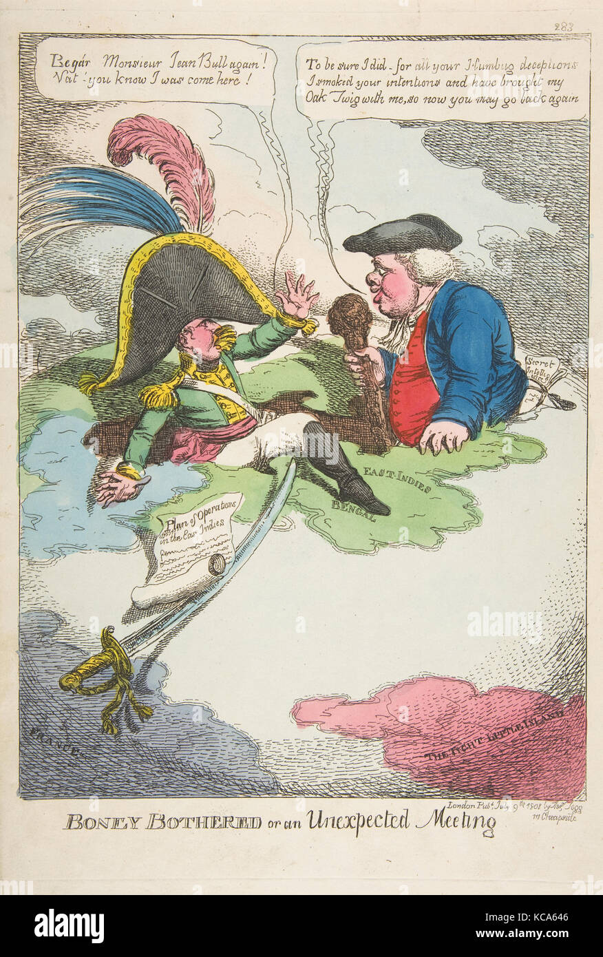 Boney peine ou une rencontre inattendue, Charles Williams, le 9 juillet 1808 Banque D'Images