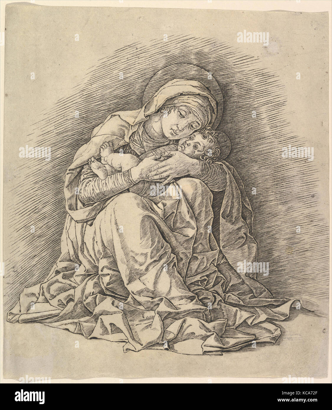 La Vierge et l'enfant, ca. 1485-91, gravure, image : 8 1/8 x 8 3/16 in. (20,6 x 20,8 cm), Impressions, Andrea Mantegna (Italien Banque D'Images La Vierge et l'enfant, ca. 1485-91, gravure, image : 8 1/8 x 8 3/16 in. (20,6 x 20,8 cm), Impressions, Andrea Mantegna (Italien Banque D'Images