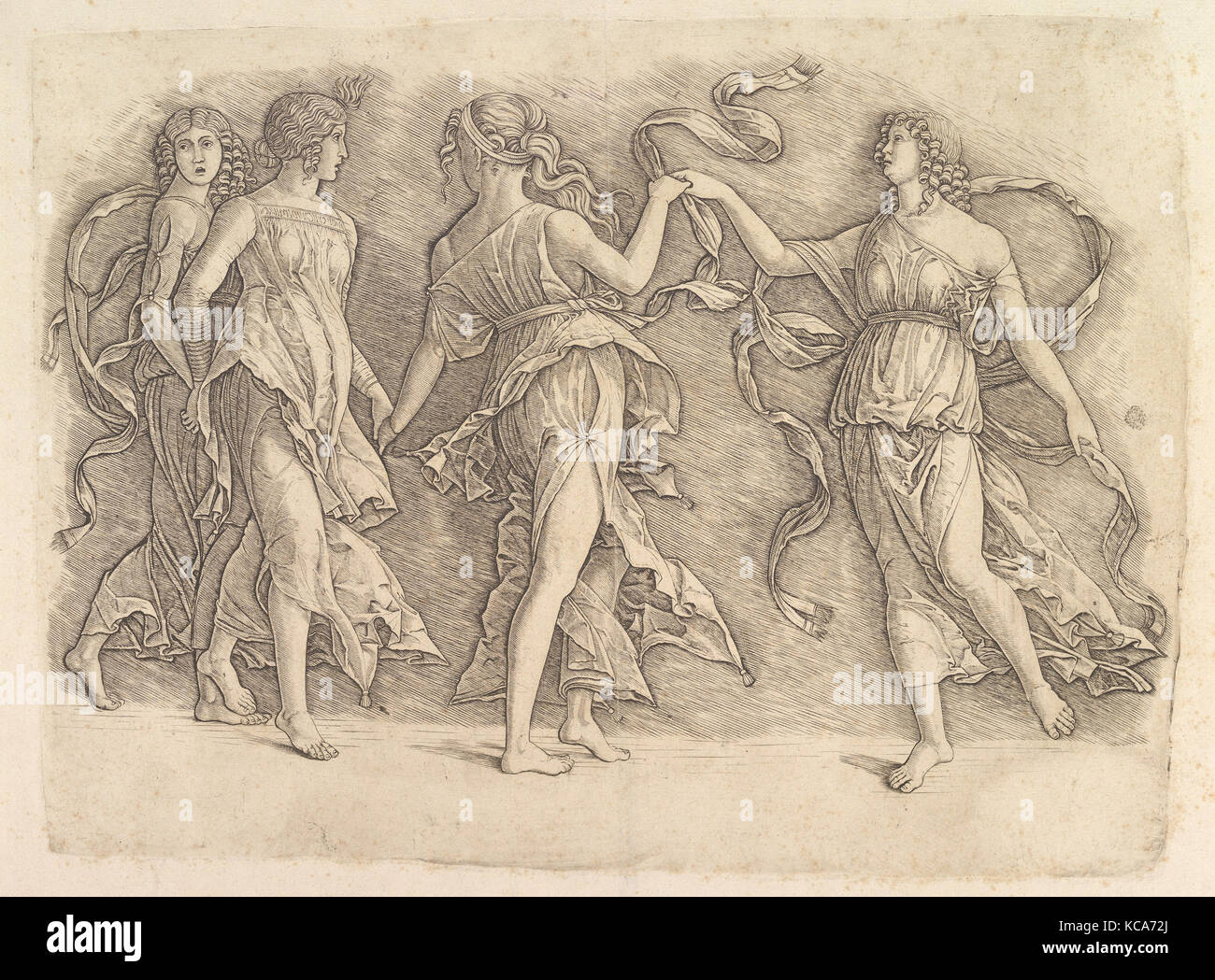 Quatre Muses de la danse, de l'École d'Andrea Mantegna, ca. 1497 Banque D'Images