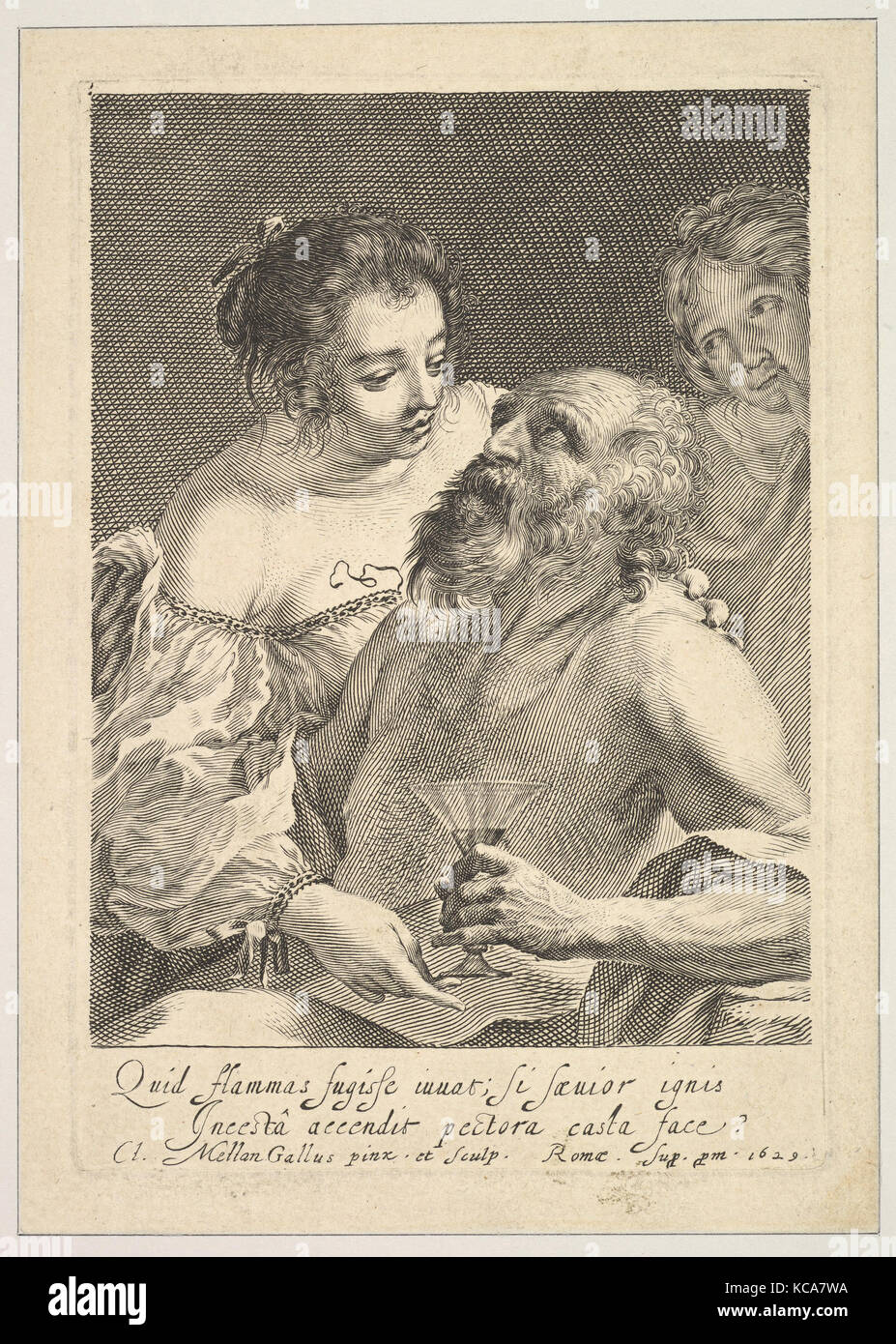 Lot et ses filles, 1629, gravure, feuille : 7 x 5/16 5 3/16 in. (18,5 x 13,2 cm), Impressions, Claude Mellan (Français, Abbeville Banque D'Images