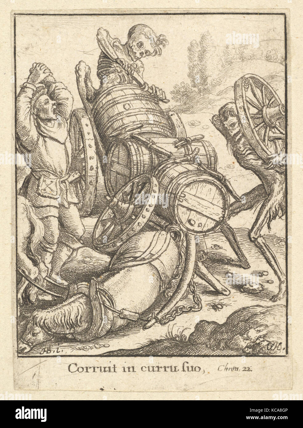 Wagoner, à partir de la danse de la mort, après Hans Holbein le Jeune, 1651 Banque D'Images