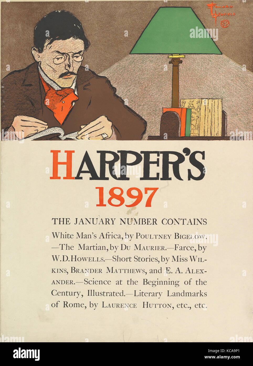 Harper's:janvier 1897, lithographie et typographie, feuille : 18 × 5/16 13 9/16 in. (46,5 × 34,4 cm), Edward Penfield (American Banque D'Images