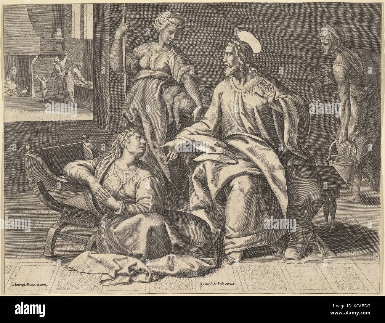 Le Christ dans la maison de Marie, Gerard de Jode, 16e siècle Banque D'Images