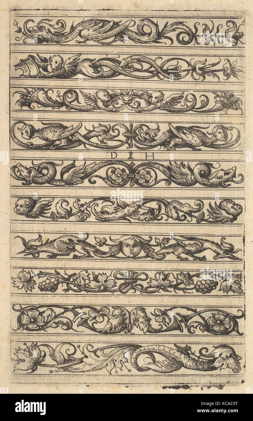 Dessins pour dix frises décoratives, Daniel Hopfer, ca. 1485-1536 Banque D'Images