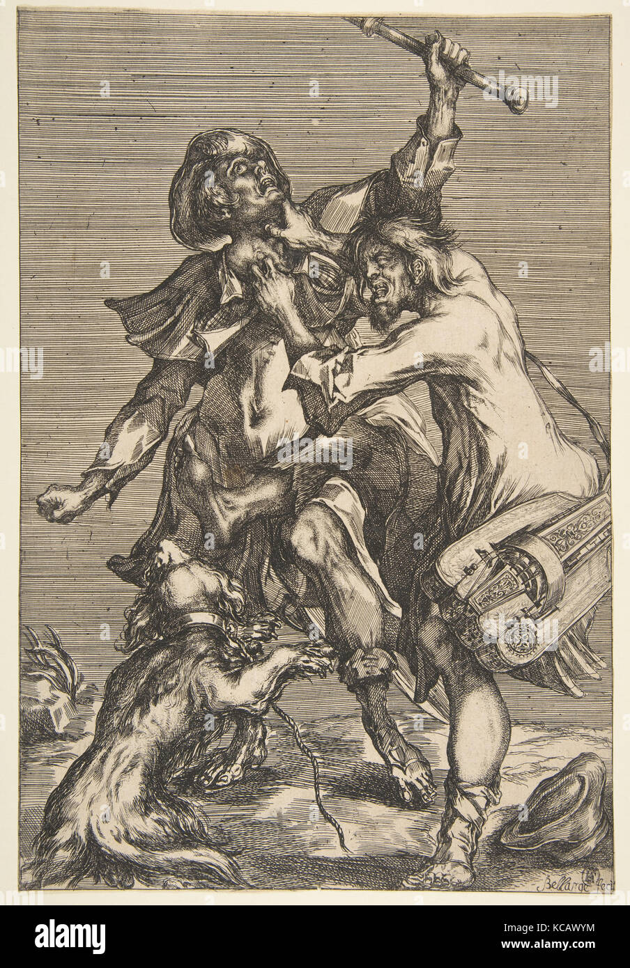 La lutte contre deux mendiants, 1612-16, avec gravure gravure pointe sèche, tamponner, feuille : 12 × 5/16 8 3/8 in. (31,3 × 21,2 cm Banque D'Images