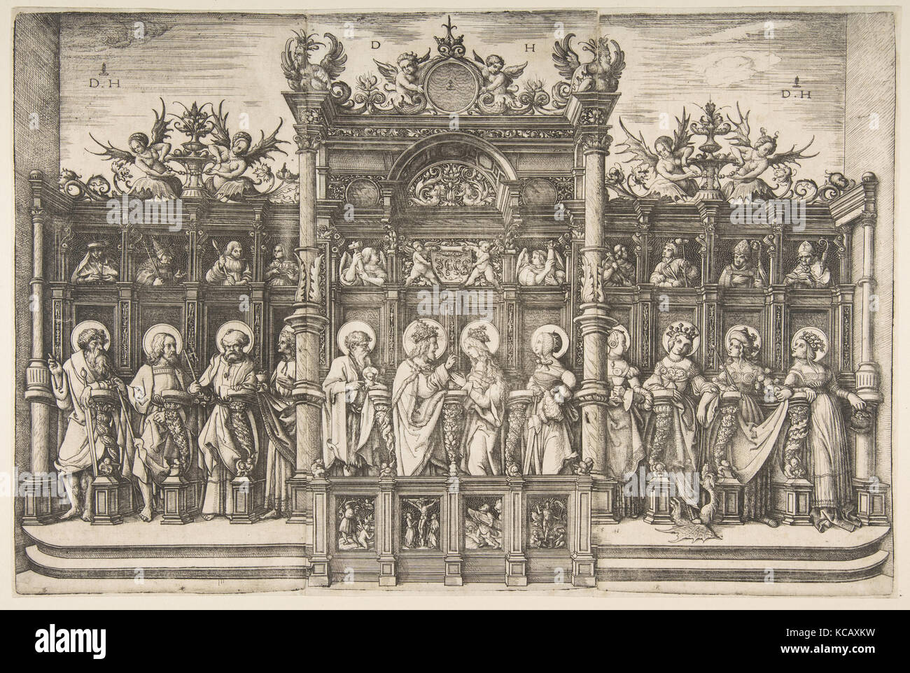 Choirstall grand avec le Christ bénissant la Vierge, Daniel Hopfer, ca. 1518-20 Banque D'Images