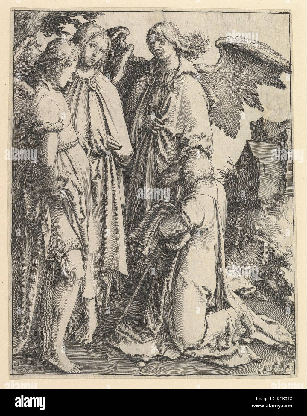 Abraham et les trois anges, Lucas van Leyden, ca. 1513 Banque D'Images