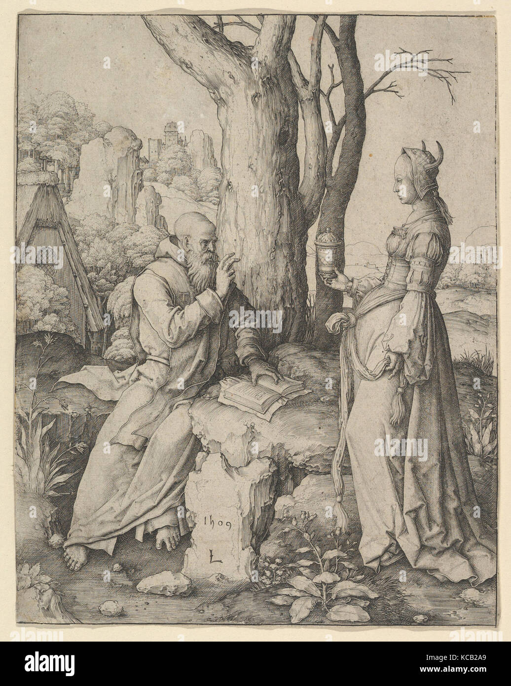 La Tentation de saint Antoine, Lucas van Leyden, 1509 Banque D'Images