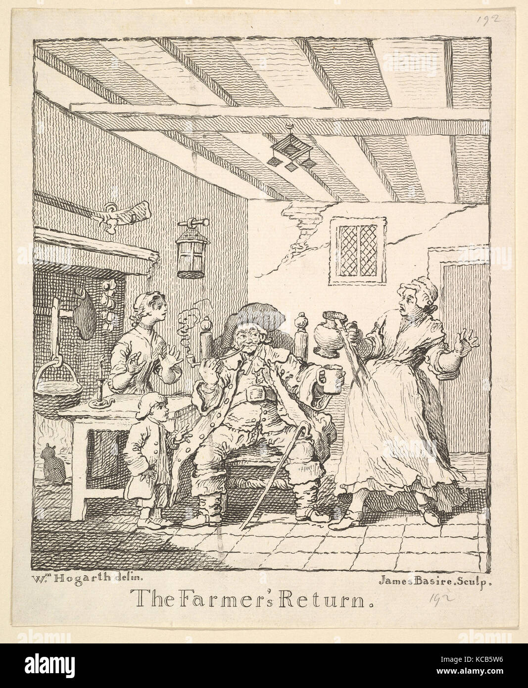 Frontispice de la Farmer's 'Retour', après William Hogarth, Mars 1762 Banque D'Images