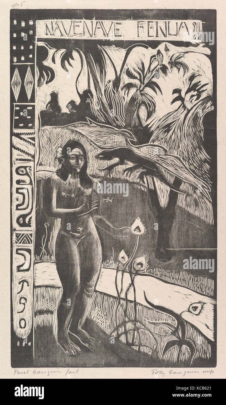 Délicieux Terres, 1893-1994, xylographie sur papier de Chine, Bloc : 14 in. × 8 1/16 in. (35,6 × 20,5 cm), d'imprimés, de Paul Gauguin (Français Banque D'Images