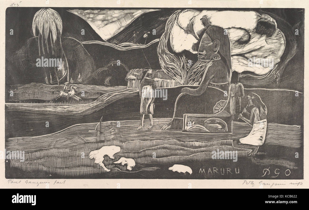 Maruru, 1893-1994, xylographie sur papier de Chine, bloc : 8 x 14 in. (20,3 x 35,6 cm), d'imprimés, de Paul Gauguin (français, Paris 1848-1903 Banque D'Images