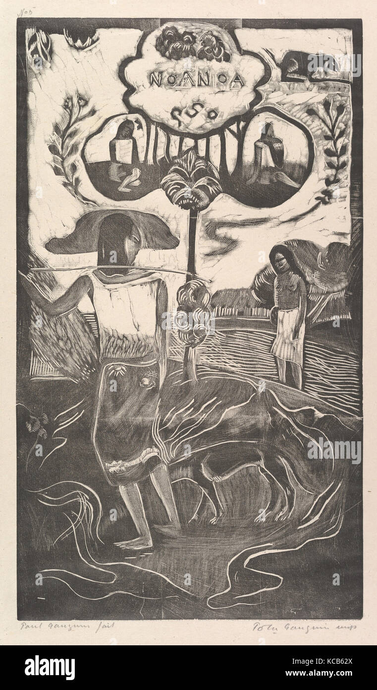 Noa Noa, 1893-1994, xylographie sur papier de Chine, 14 x 8 1/16 in. (35,6 x 20,5 cm) : block, imprime, Paul Gauguin (français, Paris 1848-1903 Banque D'Images