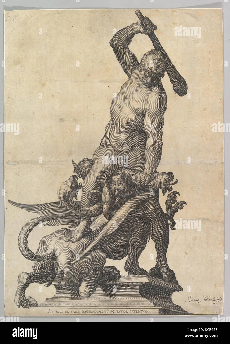 Hercule terrassant l'Hydre, Adriaen de Vries, ca. 1602 Banque D'Images