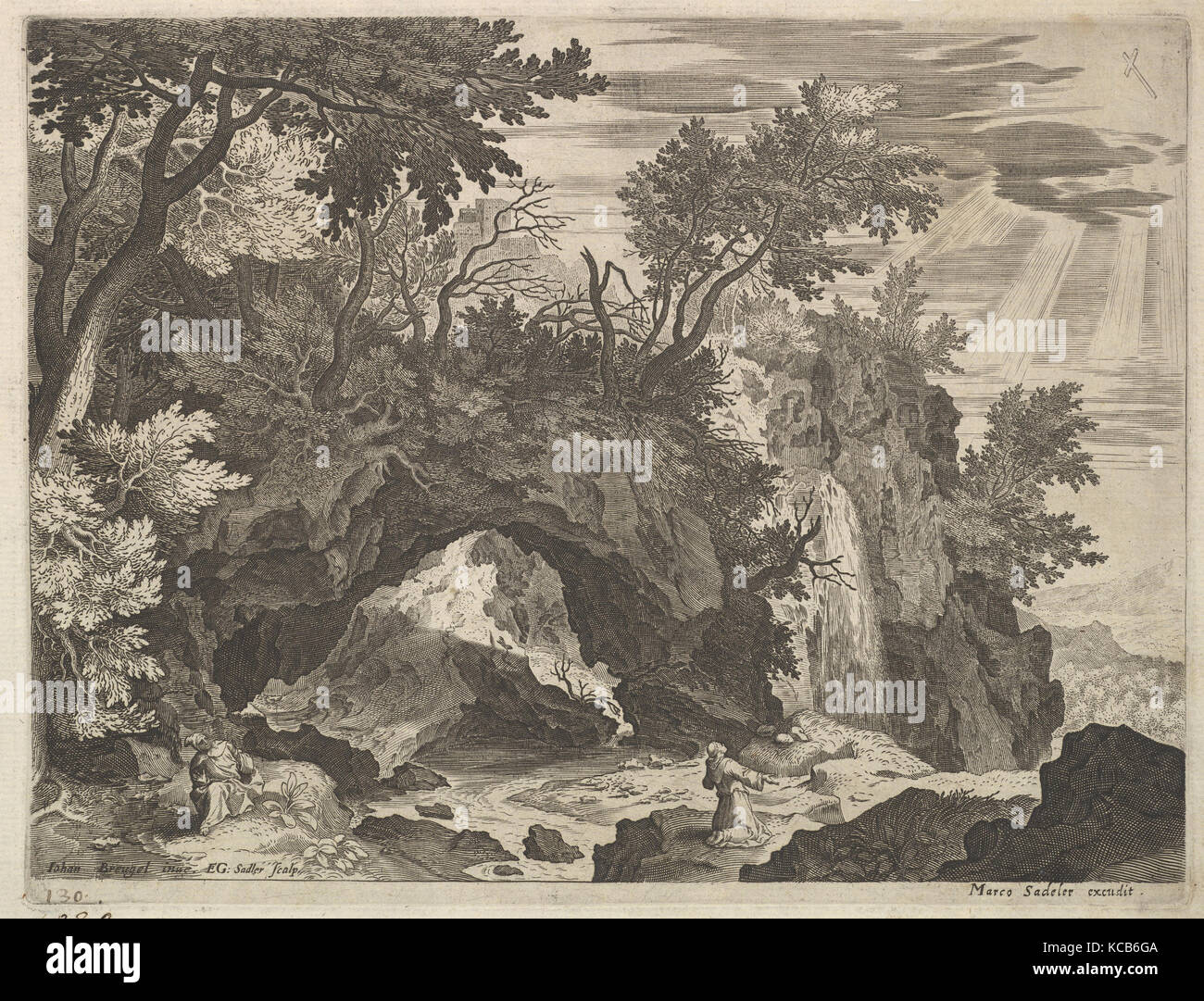 Paysage rocheux avec saint François, Aegidius Sadeler II Banque D'Images