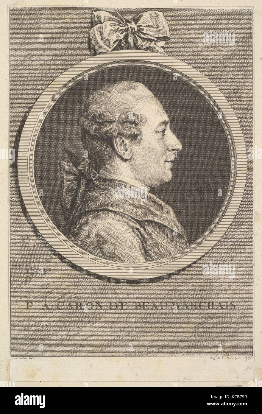 Portrait de P. A. Caron de Beaumarchais, Augustin de Saint-Aubin, 1773 Banque D'Images