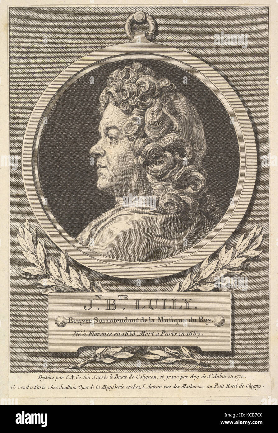 Portrait de Jean-Baptiste Lully, Augustin de Saint-Aubin, 1770 Banque D'Images