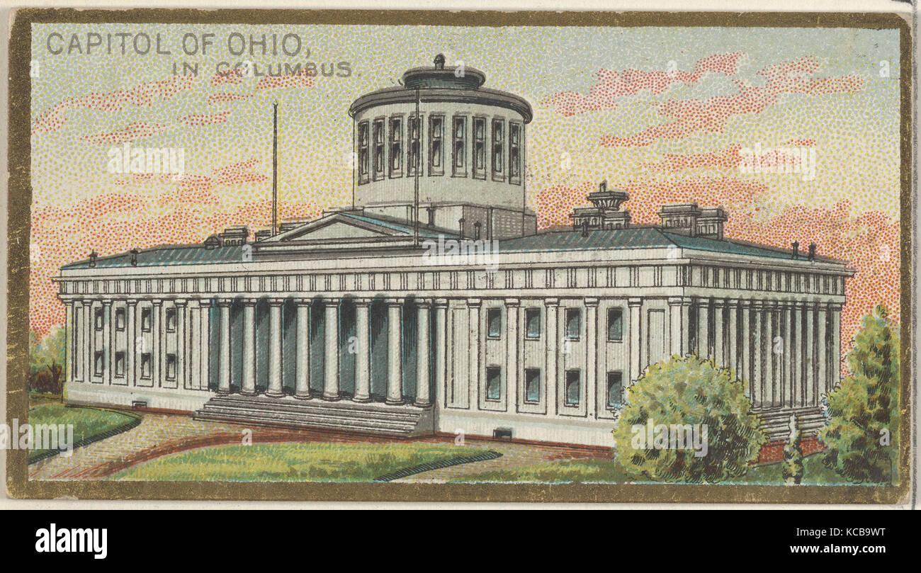 Capitale de l'Ohio à Columbus, dans le gouvernement général et les bâtiments du Capitole de l'état (série N14) pour Allen & Ginter Cigarettes Banque D'Images