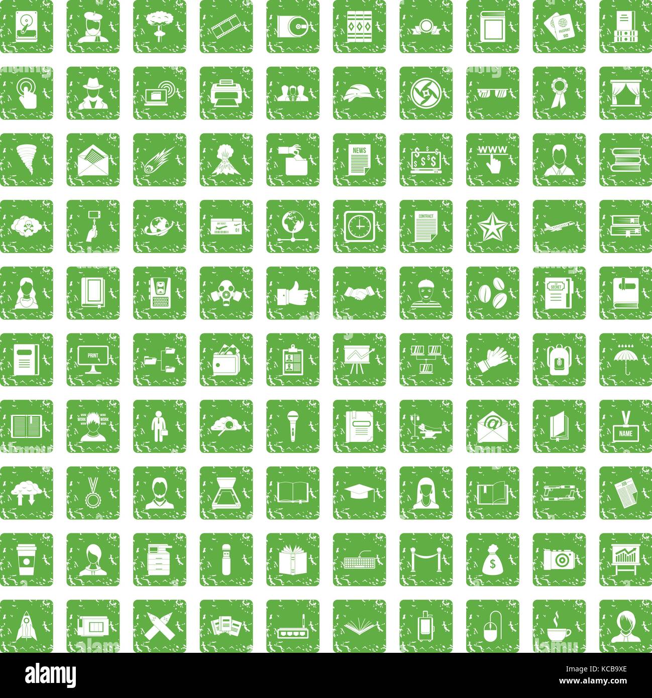 100 icons set écrivain grunge green Illustration de Vecteur