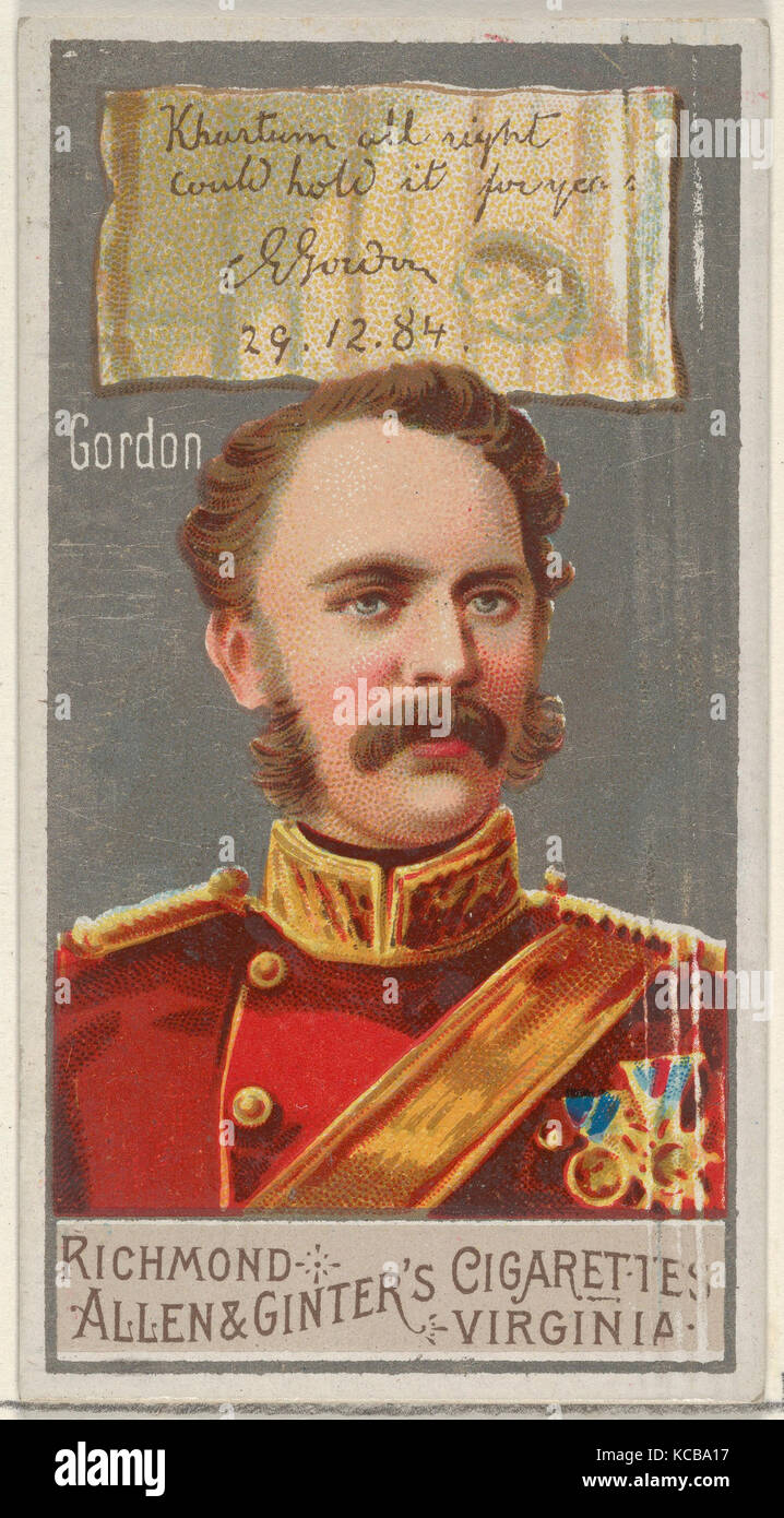 Charles George Gordon, de la série grands généraux (N15) pour les marques de cigarettes Allen & Ginter, 1888 Banque D'Images