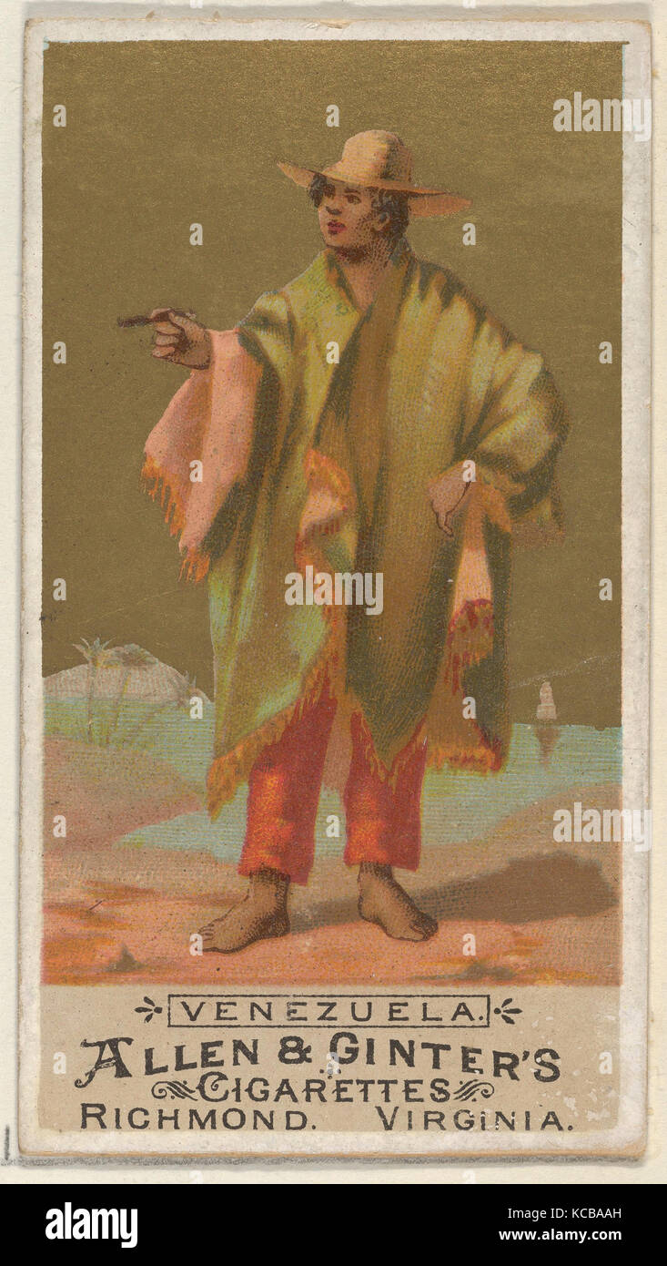 Le Venezuela, des Indigènes en costume série (N16) pour les marques de cigarettes Allen & Ginter, 1886 Banque D'Images