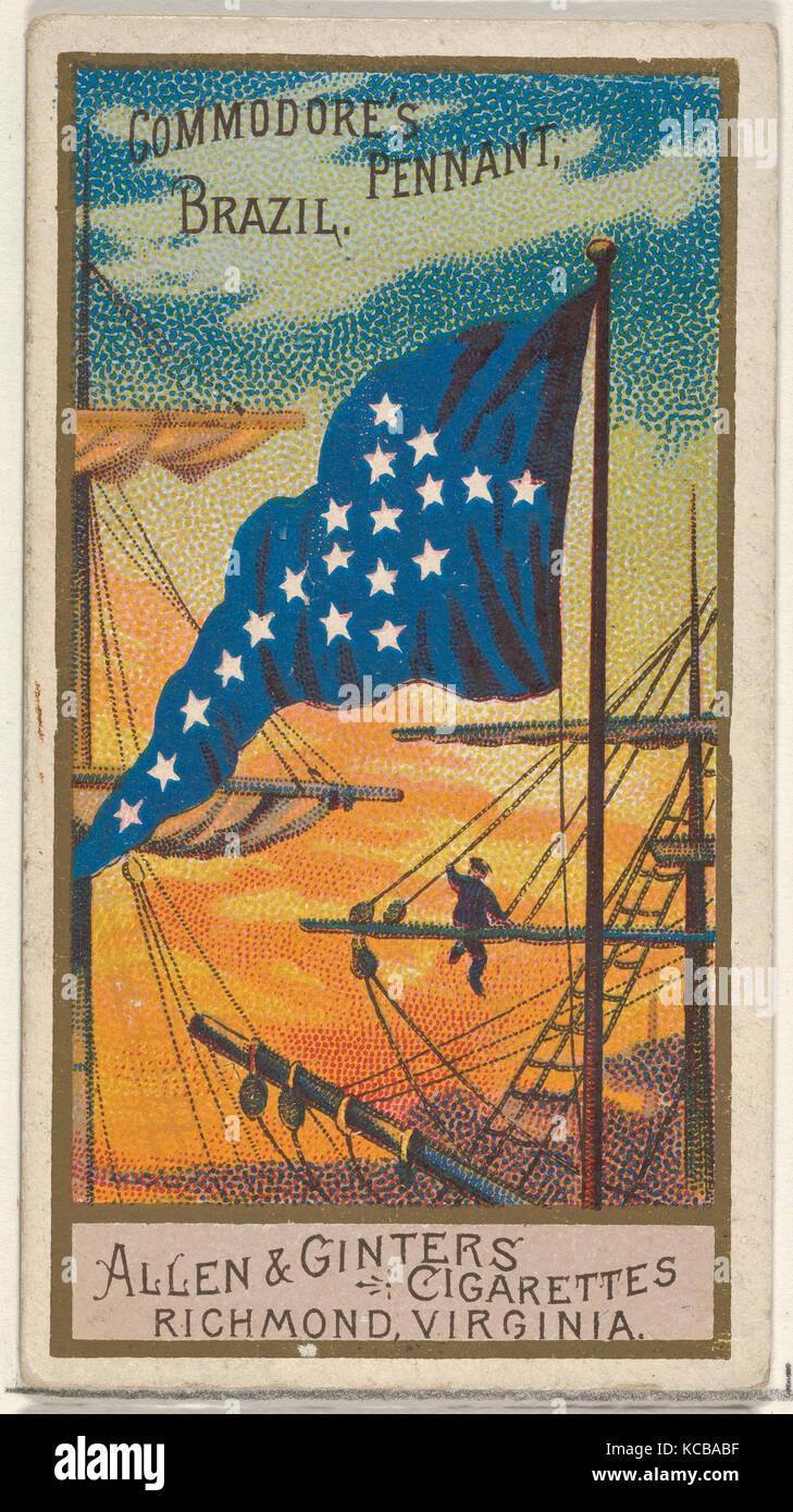 Le Commodore's Pennant, au Brésil, à partir de la série des drapeaux de la Marine (N17) pour les marques de cigarettes Allen & Ginter, ca. 1888 Banque D'Images