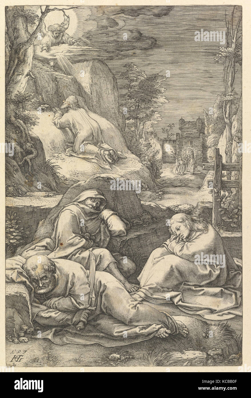 L'agonie dans le jardin, de la Passion du Christ, Hendrick Goltzius, 1597 Banque D'Images