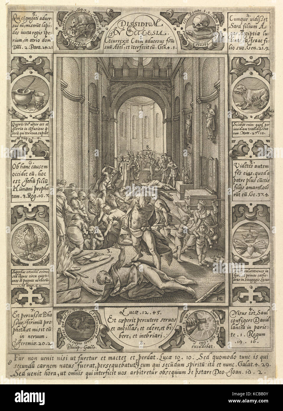 Dissidium in Ecclesia, d'allégories de la foi chrétienne, de Christian et profane des allégories, Hendrick Goltzius, 1575-16 Banque D'Images