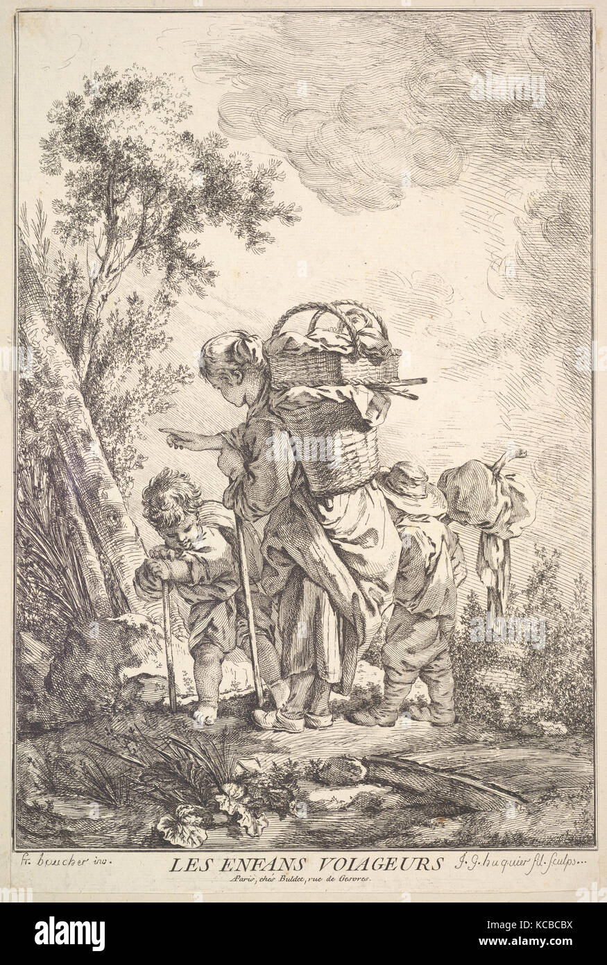 Les enfants qui voyagent, Jacques Gabriel Huquier, milieu à la fin 18e siècle Banque D'Images