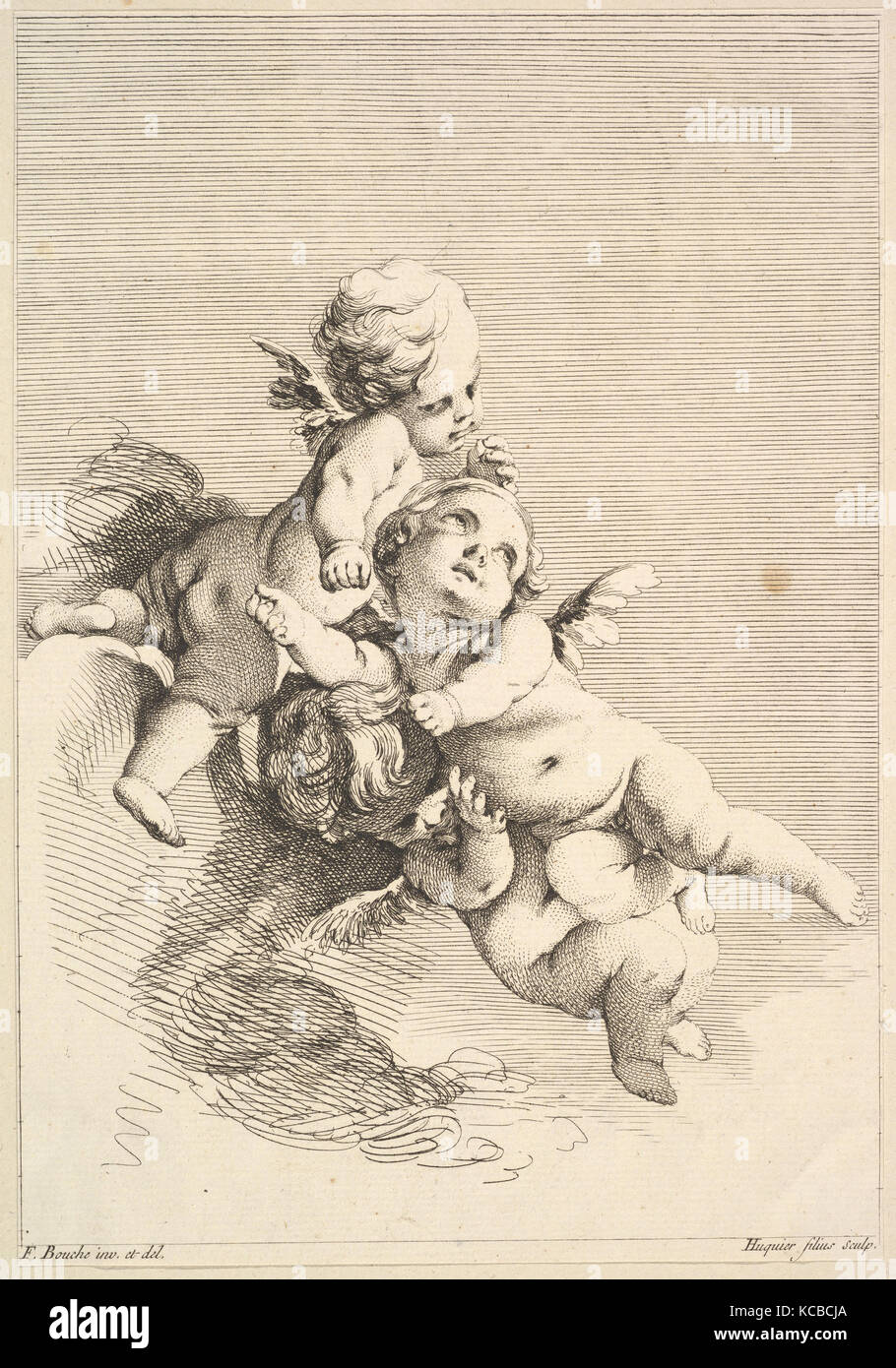 Trois cupidons, Jacques Gabriel Huquier, milieu à la fin 18e siècle Banque D'Images