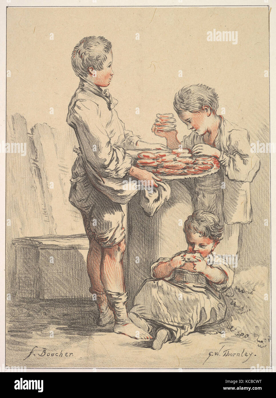 Trois garçons avec des crêpes, George William Thornley, 1881 Banque D'Images
