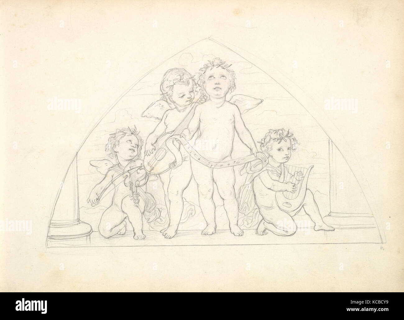 Quatre Putti Musical (en carnet de croquis avec des dessins sur vingt-six feuilles), Frédéric, Lord Leighton, ca. 1849 Banque D'Images
