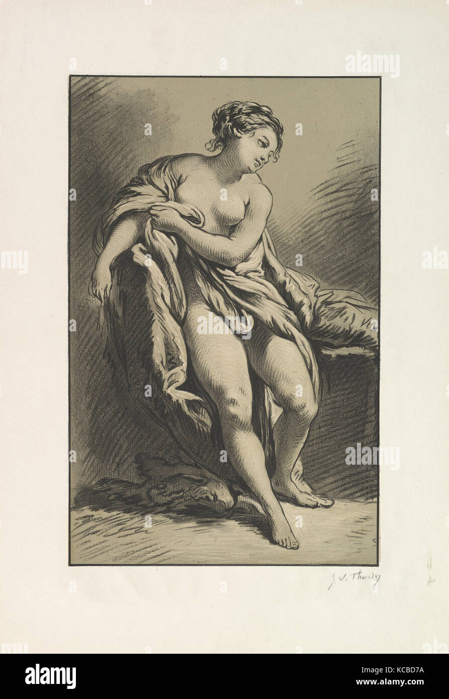 Femme assise avec draperie, George William Thornley, fin du 19e siècle Banque D'Images