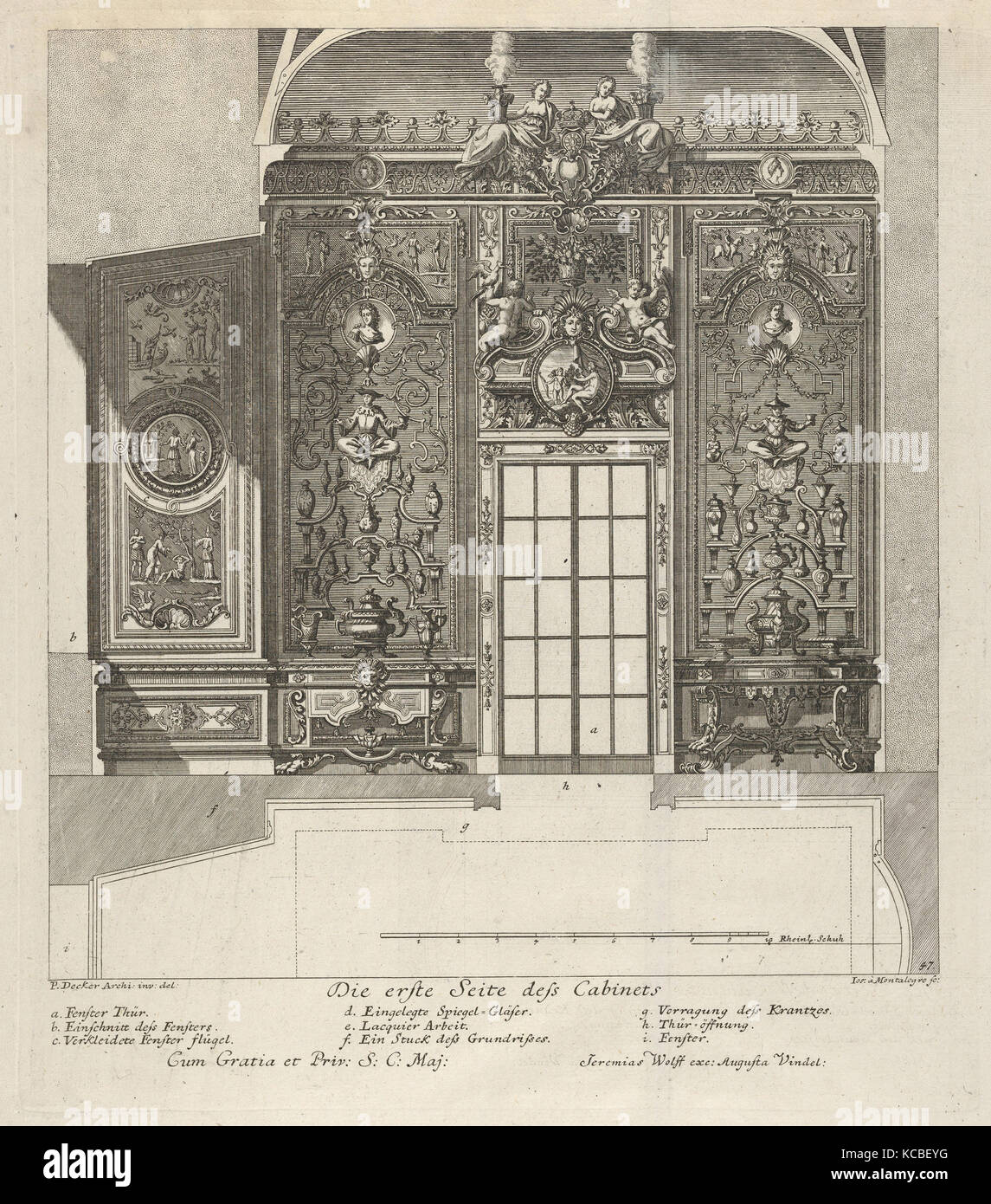 Le premier mur de la Chambre, à partir de la Porcelaine : 'Fürstlicher Baumeister Oder : Architectura civilis', Paul Decker L'aîné, 1711 Banque D'Images