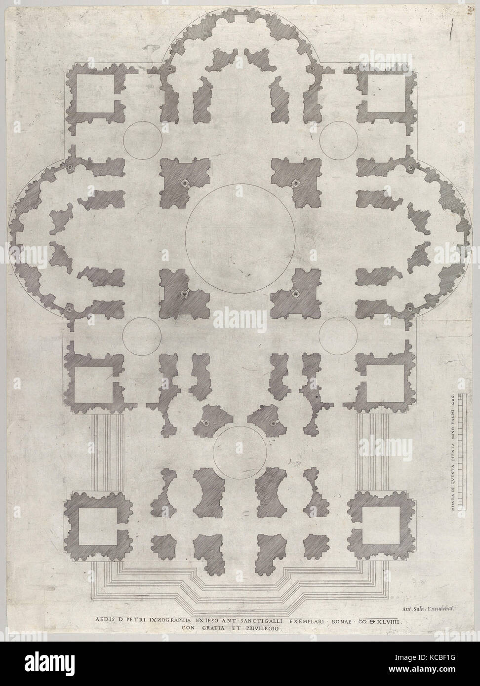 Speculum Romanae Magnificentiae : Plan de Saint Peter's, après Antonio da Sangallo le Jeune, 1549, Banque D'Images